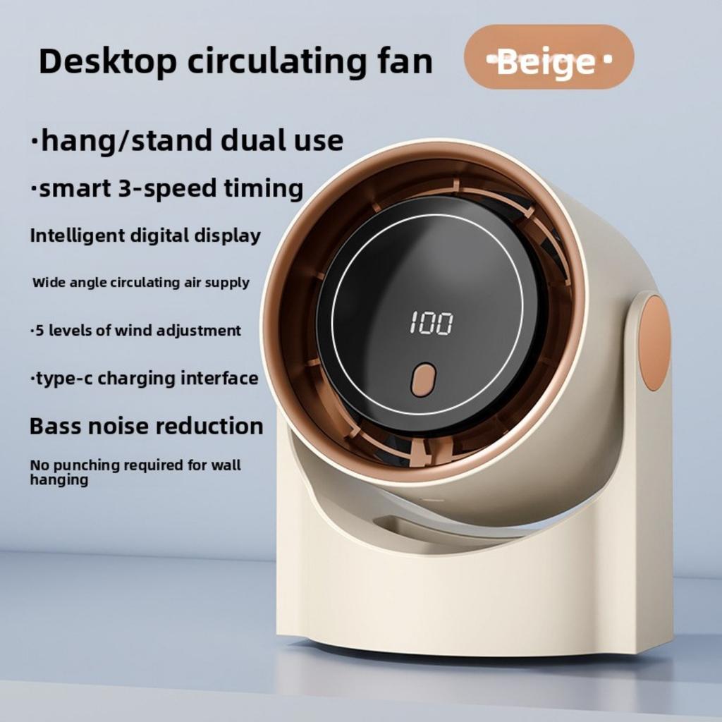 Ice Desktop Fan with Digital Display - High-speed Turbo, 5-speed Adjustment, Portable USB/battery Powered, Rechargeable Portable Fan