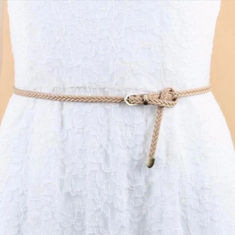 New 8 Colors Belt for Choose Casual Women Party Thin Pin Buckle Woven Braided Belt Waist Strap Waistband