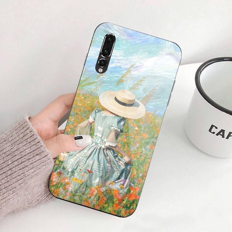 Ilustracja Malarstwo Olejne Artystyczne Etui na Telefon Dla Huawei P50 P40 P30 P20 Pro Mate 40 30 20 Pro Nova 9 8 7 PC Szkło Pokrowiec na Telefon
