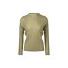 MONPLISSE [Women'S] Mock Neck Long Sleeve Pleated Basic T-Shirt (Beige)