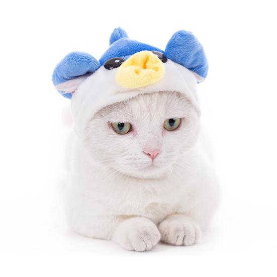 Kitten Cartoon Animal Shaped Soft Cute Cat Headgear Dog Cross Tied Wear Pet Hat