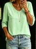 Top Donna Scollo a V Colore Unito Manica a Tre Quarti Ampio Estate 2026