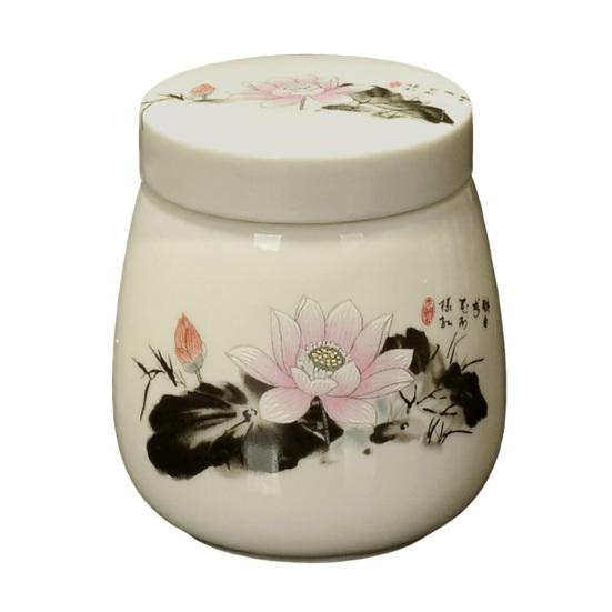 Yousheng Ceramic Tea Caddy with Lid Portable Storage Jar for Loose Leaf Tea Honey Spices Even Cooking Egg Cup Airtight Container for Kitchen