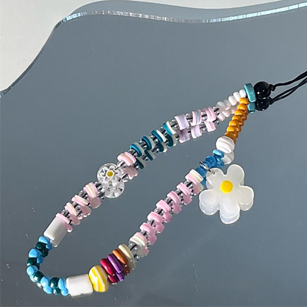 

Spring Cute Flower Pendant Phone Chain Strap For iPhone Camera Key Girl Jewelry Bracelet Hanging Rope Cord Gift Accessrioes