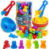 36/48/56pcs Counting Matching Game Toys with Rainbow Bowls -Color Sorting & Sensory Training Toys for Boys &Girls, Learning Gift