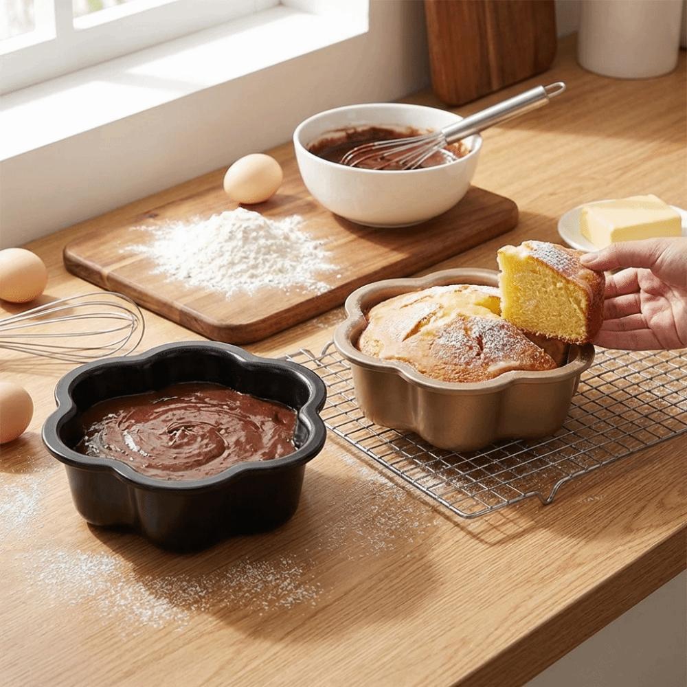 6/8inch Non-stick Baking Pan Reusable Carbon Steel Bread Mold Floral Shape Cake Pan  Dessert Making