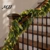 Artificial Christmas Decor Pre-Lit Garland Decoration, Real Touch Cedar Cypress Pine Greenery with Decorative for Holiday Parties LED Light
