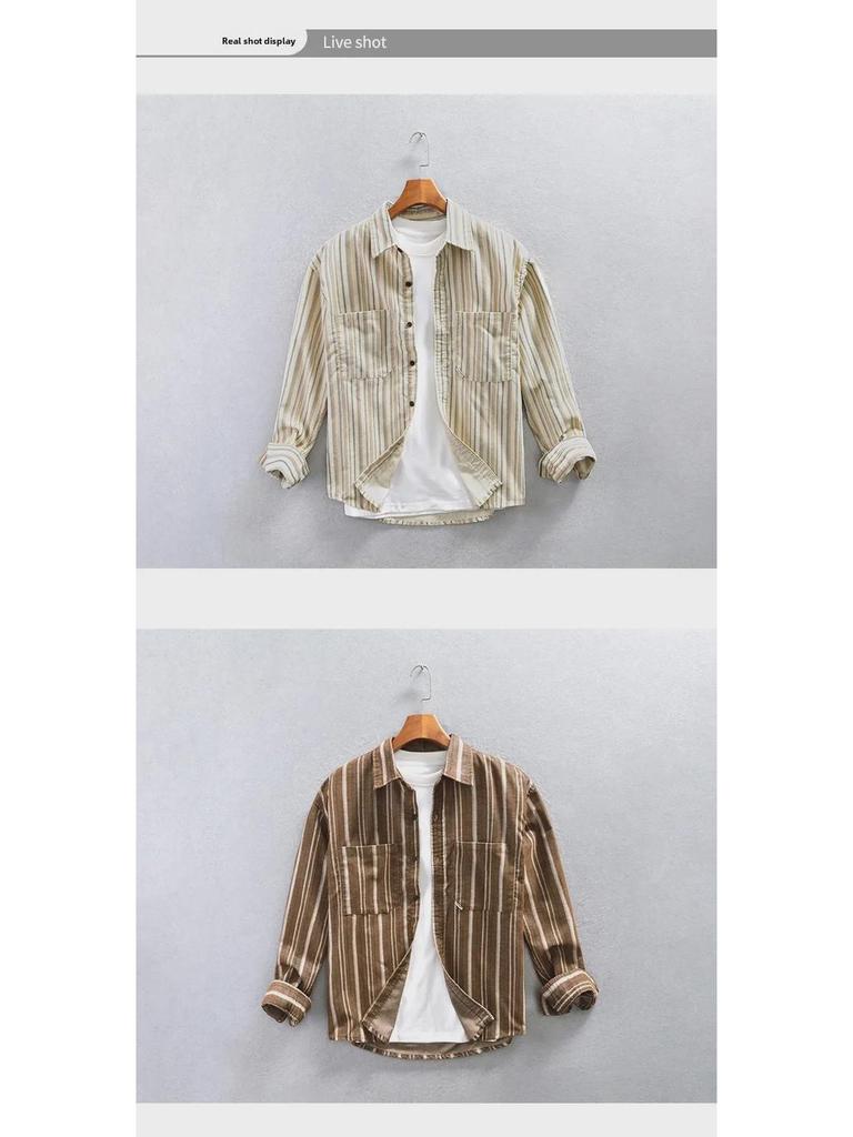 Men's Z221 Striped Long Sleeve Casual Shirt