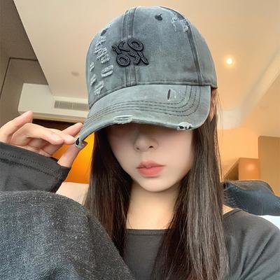 Hip Hop Unisex Baseball Cap Punk Holes Washed Cotton Snapback Peaked Hat Solid Color Street Visors Dad Trucker Letters Cap