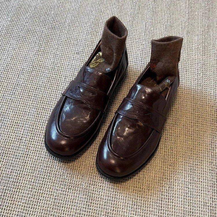 Fashion Women Flats Loafers Shoes Leather Designer Retro Shoes 2025 Trend Autumn Classic Shoes Women New Walking Dress Femme Zapatillas