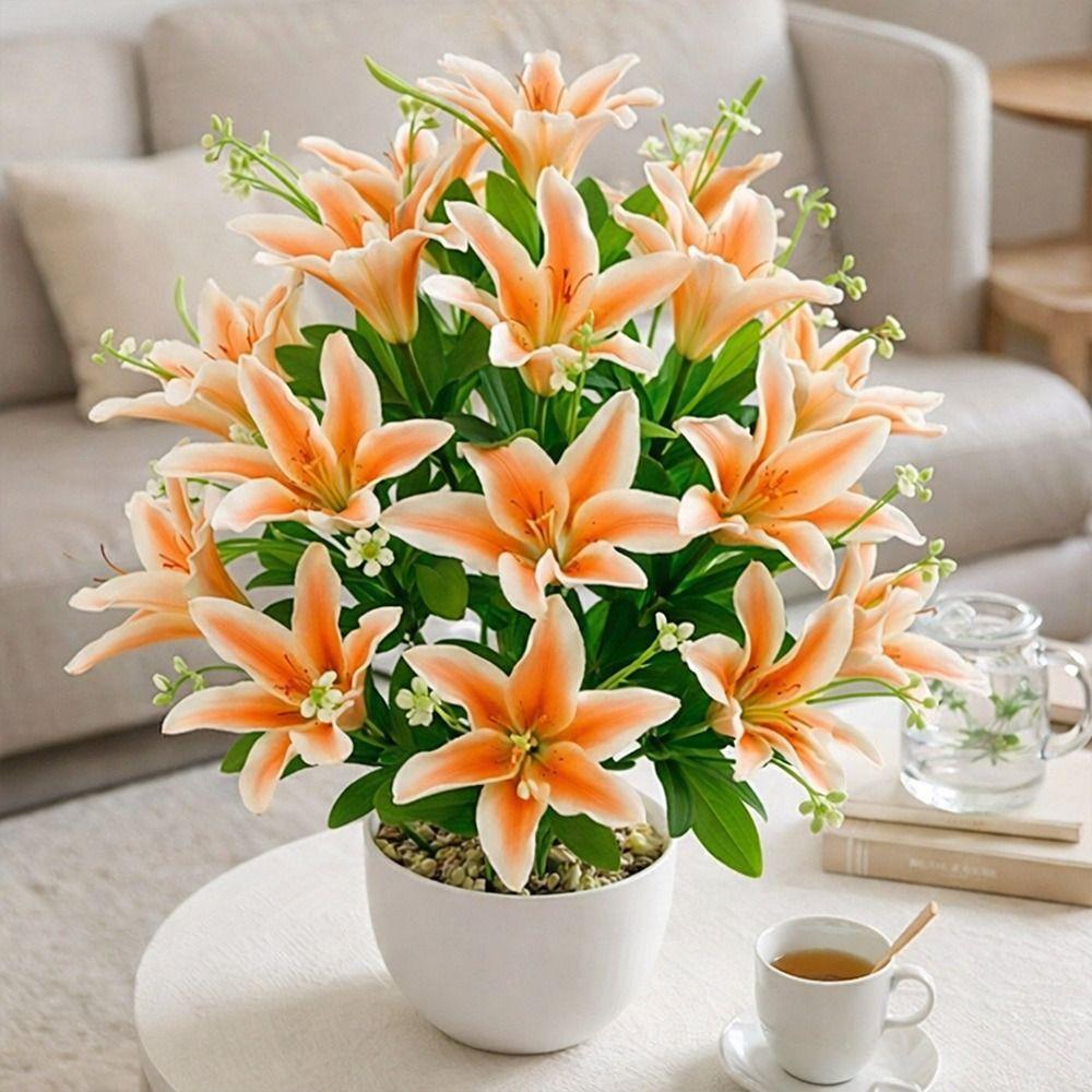 18 Köpfe Künstliche Lilien Blumengesteck Realistische Simulationsblumen Mehrfarbig DIY Blume Künstliche Blumen