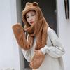 Hat Scarf Gloves Integrated Winter Fleece Cute Warm Plush Hat Thickened Ear Protection Neck Protection Cycling Neck Protection