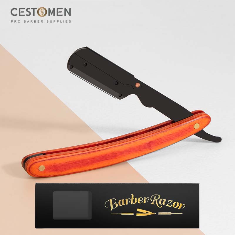 CESTOMEN Men Shaving Tool Stainless Steel Folding Classic Wood Shaver Razor Professional Manual Razors Knife Holder For Beard Styling
