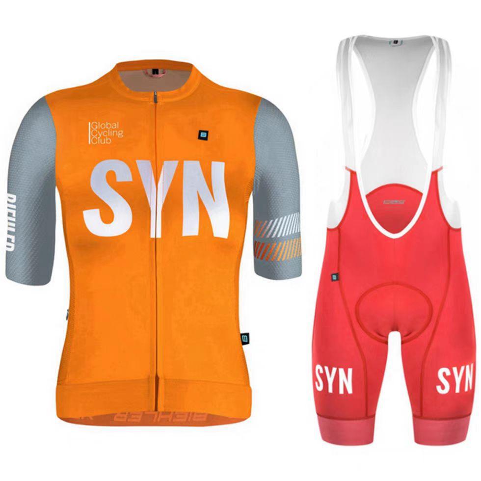 SYN road bike short-sleeved cycling suit men's moisture-absorbing breathable mountain bike cycling top shock-absorbing cycling pants summer