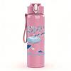 1PC Blue wave ocean abstract print 750ml colorful plastic sports water bottle leakproof pop lid with straw for outdoor office home use