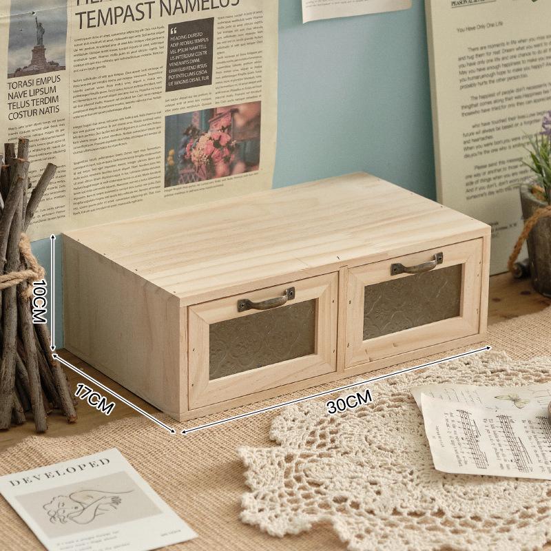 Retro Wooden Desk Organizer and Monitor Stand