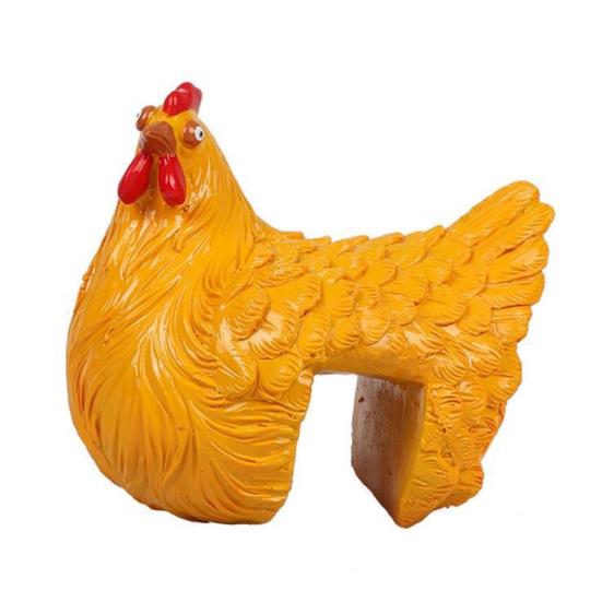 Ornamento de Cerca em Forma de Galinha, Resina com Textura de Pena 3D, Figura de Galinha Gordinha Fofa para Casa Jardim Fazenda Pátio Quintal