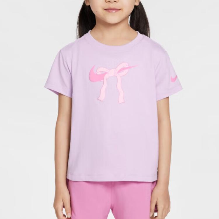 Nike T-Shirt Soft Comfortable Skin-Friendly Versatile Short Sleeve Kids Tops Light-Purple II3526-537