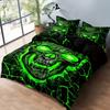 Soft and Comfortable Green Light Skull Pattern Quilt Cover Set - Decorative Bedding Set for Bedroom, Guest Room and Dormitory
