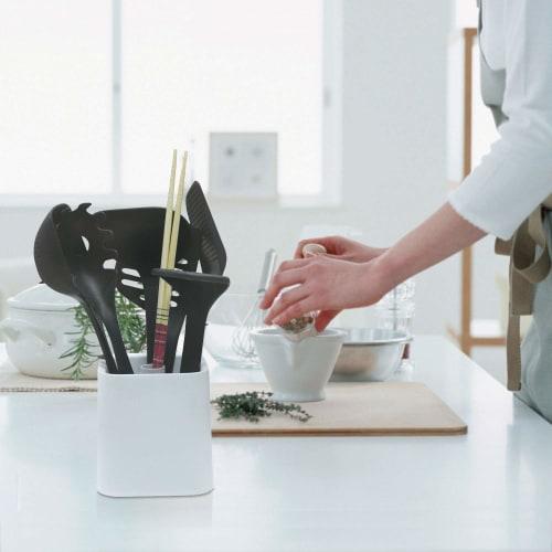 KOKUBO Industries HAUS Cutlery Holder, White, Kitchen Tool Stand, Made In Japan, KK-392