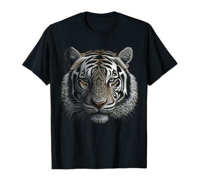 White Tiger Artwork - Mandala Animal Art Tiger T-Shirt Mens Womens Tees Top
