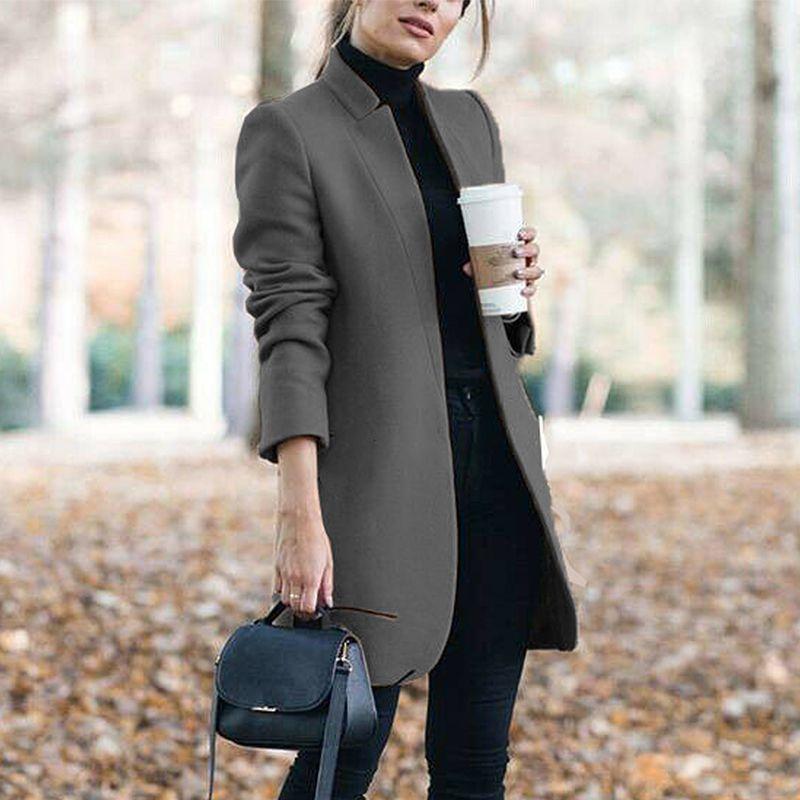 Overcoat Fashion Womens Trench Coat Ladies Solid Color Winter Warm Long Jacket