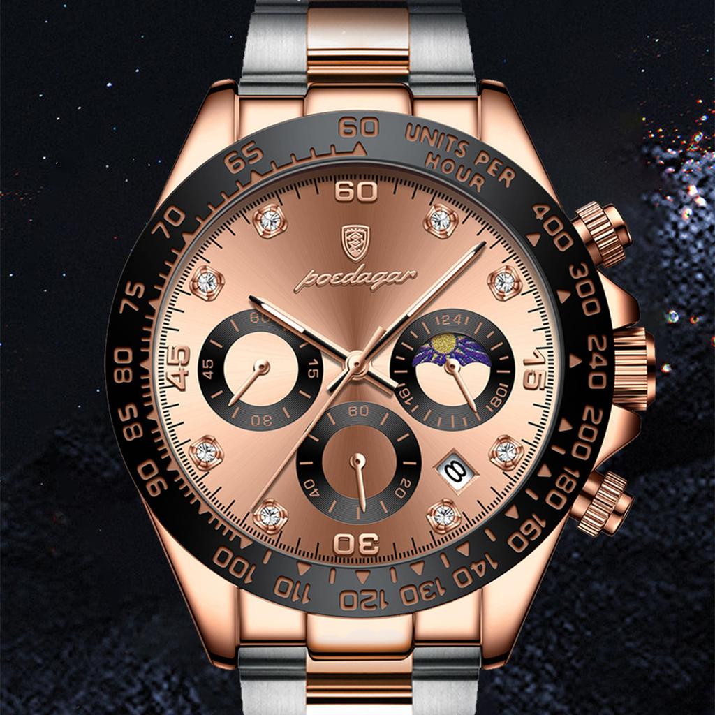 POEDAGAR New TOP Brand Luxury Men's Watch with Box Multifunctional Steel Belt Waterproof Non-mechanical Watch Men's Quartz Watches