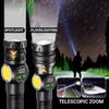 White Laser LED Flashlight Zoom function COB Side Light USB Rechargeable Torch Tail Magnet With Display Long Range Lamp