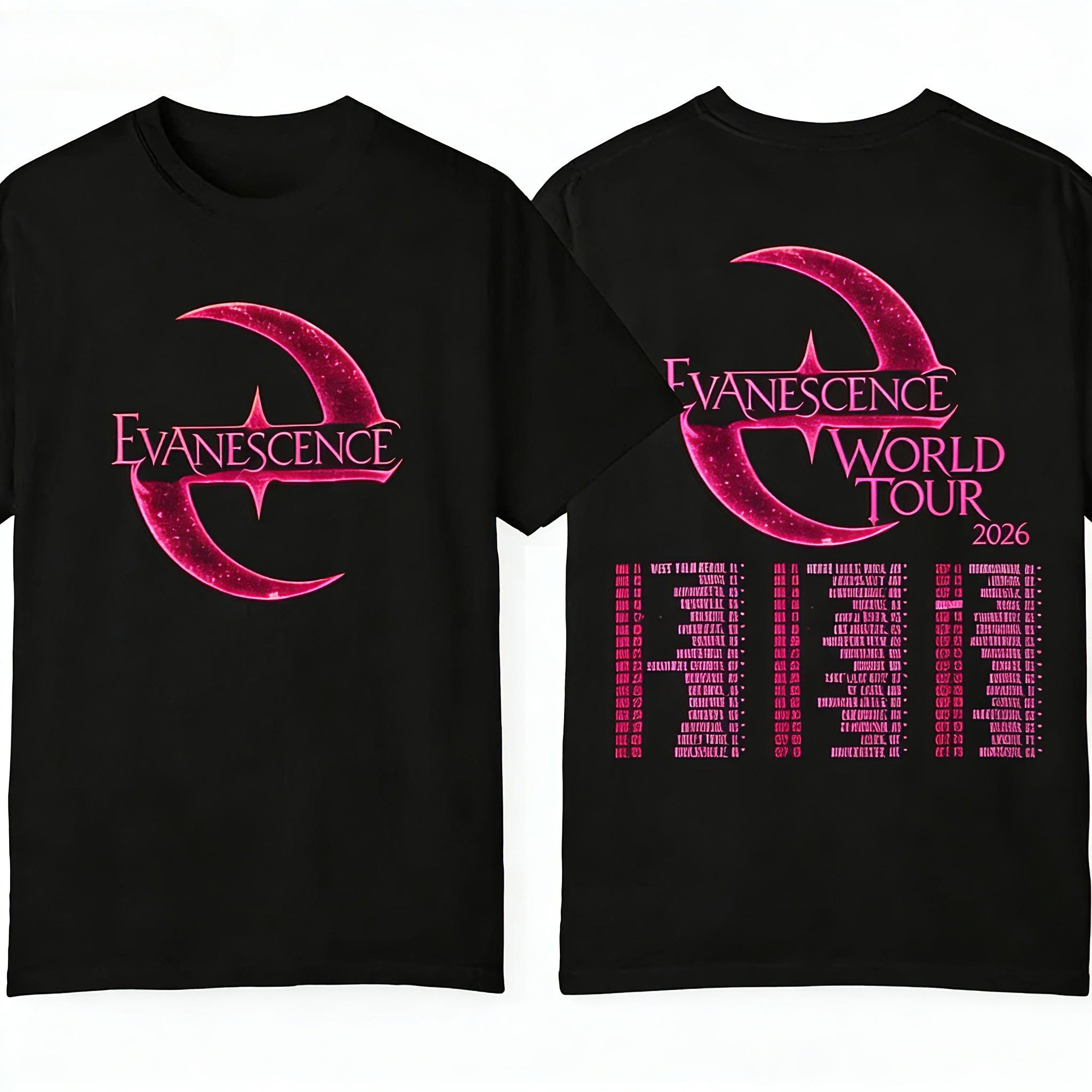 

Evanescence Tour 2026 Concert Pure Cotton Tshirt Comfortable Breathable HighQuality Summer New Unisexs Clothing Women T Shirt M