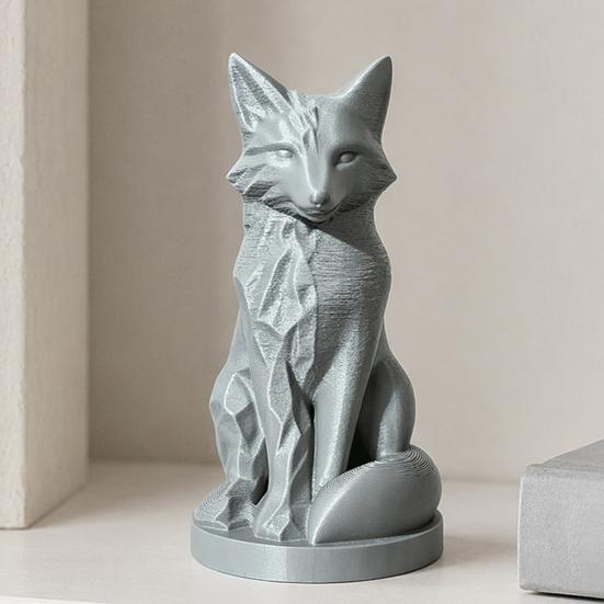 Geometric Faceted Fox Figurine, 3D Printed Sitting Fox Statue, Modern Art Fox Sculpture, Collectable Desktop Ornament for Home Table Shelf Decor