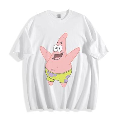 SpongeBob Patrick Star Happy Arms T-Shirt Cheerful Vibes Unisex Tee Summer Harajuku Men's Women's T-shirts Loose Y2K