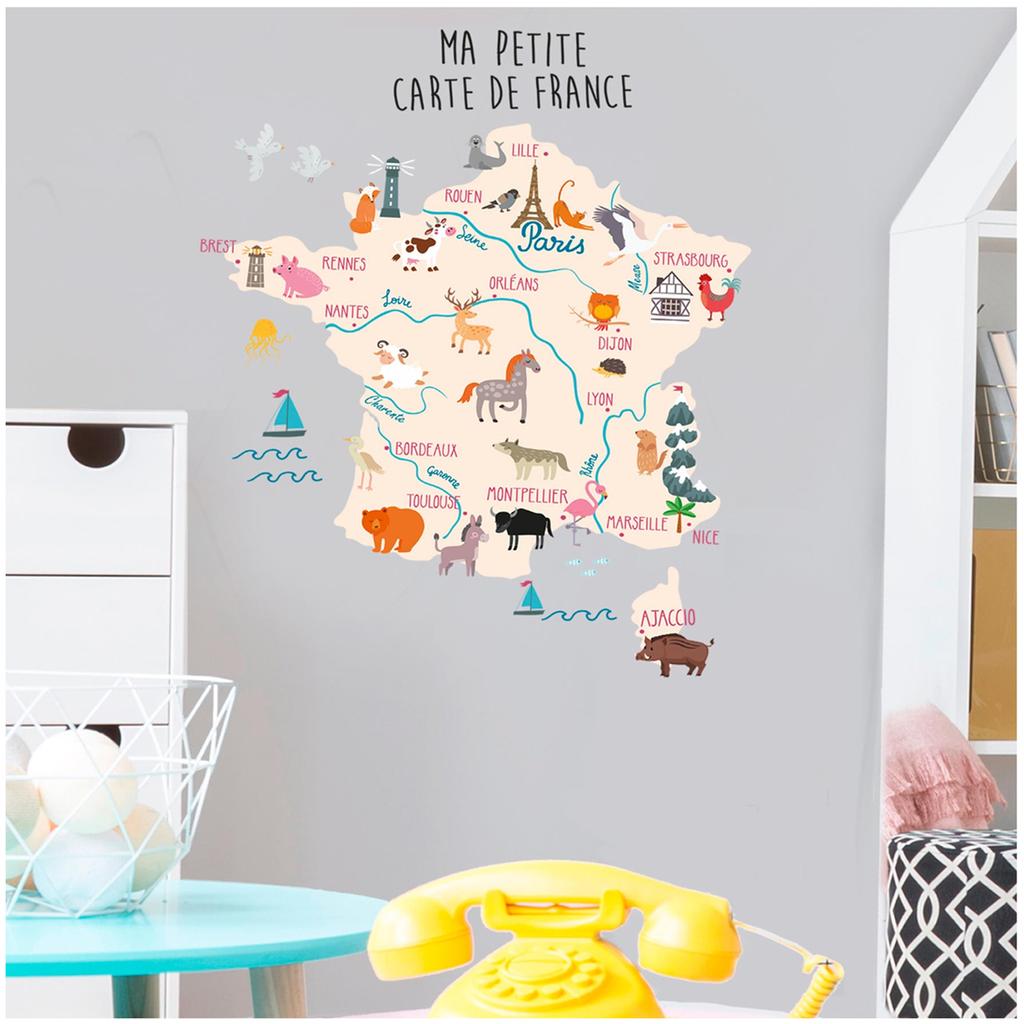 Les Trésors De Lily [R3406] - Wielokolorowy arkusz naklejek „Ma Petite Carte de France” - 50x70 cm