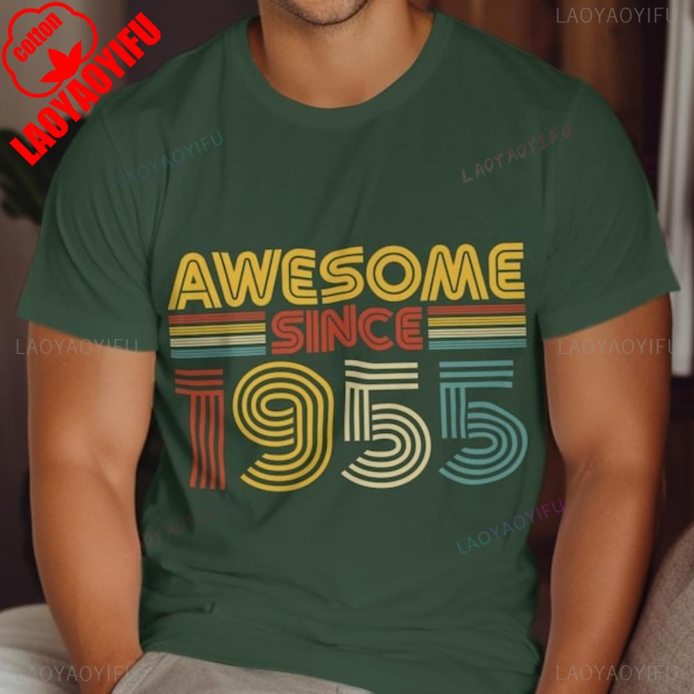 Awesome Since 1955 Year Classic Printed Tshirt Tops  Personalised Birthday Gift Retro Tee Unisex Cotton Colorful Design TShirt