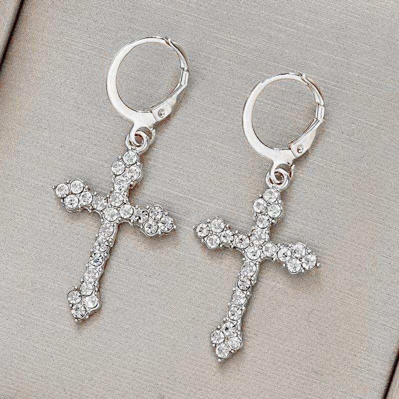 European and American Popular Jewelry, Rhinestone-inlaid Cross Necklace, Simple and Fashionable, Cross and Versatile Hanging