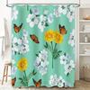 Green Floral Shower Curtain with ButterfliesPerfect for Your Bathroom Decor