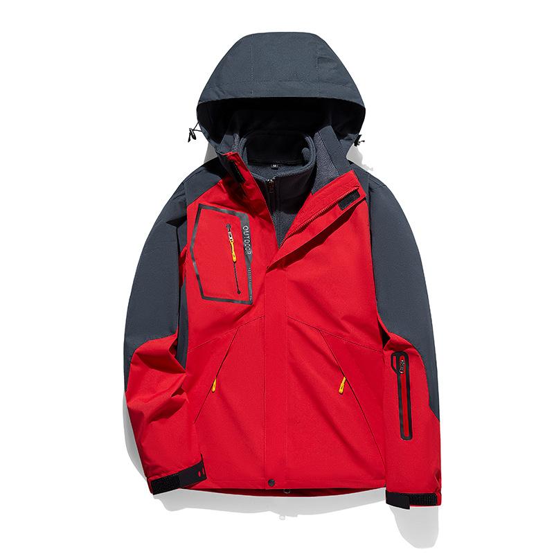 New Outdoor Mountaineering Jacket Men's Three-in-one Removable Autumn and Winter Fleece Thickened Jacket Couple Jacket