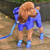 A Set Of Blue Pet Rain Boots Silicone Anti-slip And Waterproof Dog Shoes And Dog Foot Covers Suitable For Puppies
