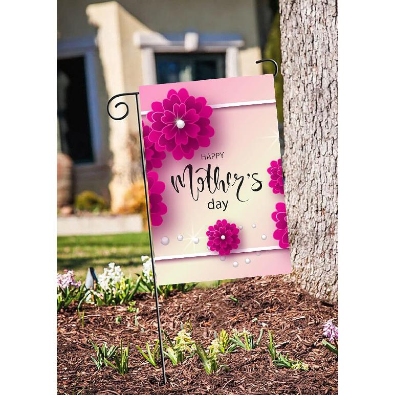 Happy Mothers Day Love You Best Mom Floral Flower Blossom Garden Yard Flag 12"x 18" Double Sided Polyester Welcome House Flag Banners for Patio Lawn