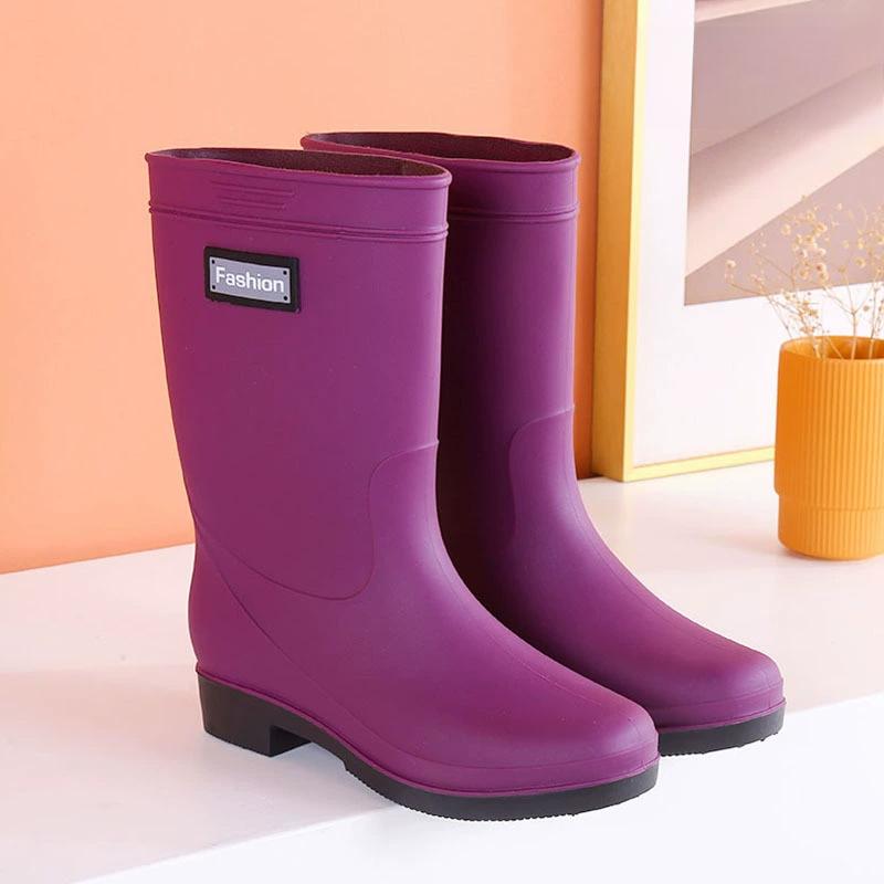 Lined Midsole Rain Boots for Women Waterproof Thick Soled Spring and Autumn Rubber Shoes Anti Slip and Warm Fitting for Women EU40CN41 1909₽