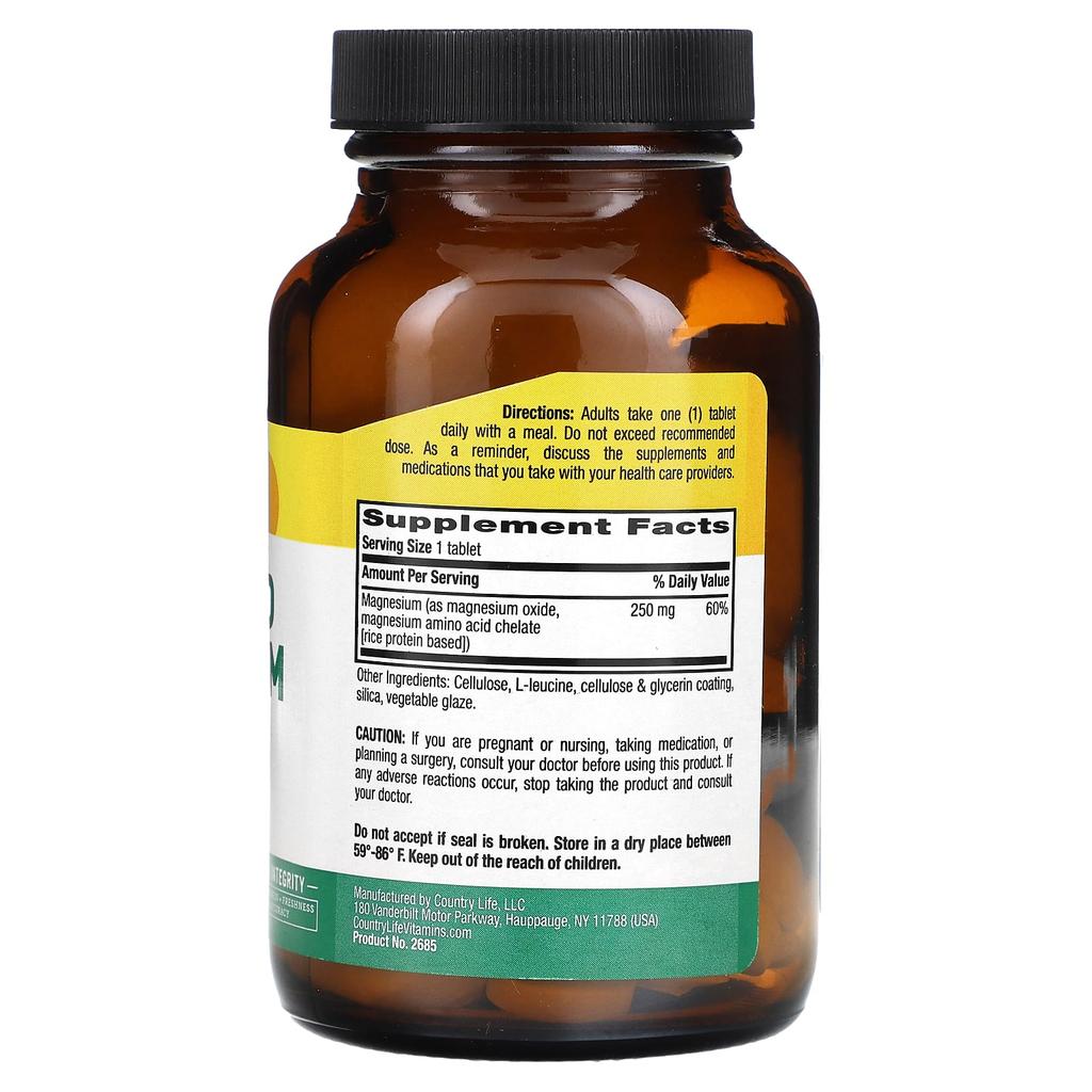Chelated Magnesium, 250Mg, 90 Tablets