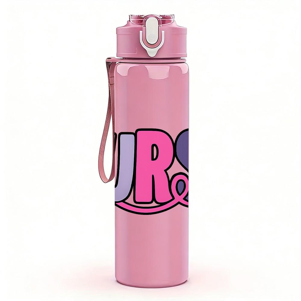 1PC Colorful Nurse Letter Design 750ml Color Plastic Sports Water Bottle Leakproof Flip Straw Lid Suitable for Sports Office Home Use