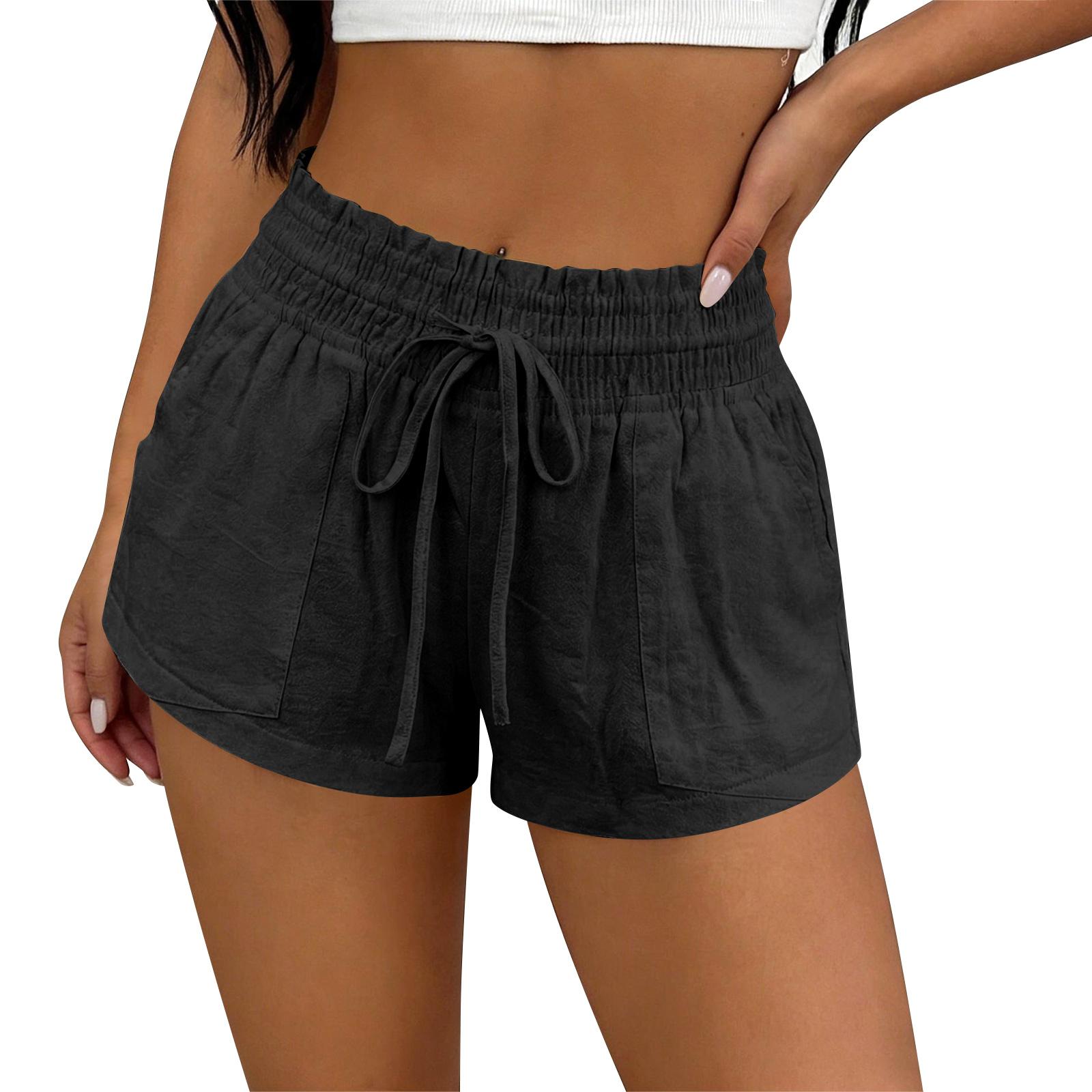 

Women s Shorts With Pockets, Casual Shorts L чёрный