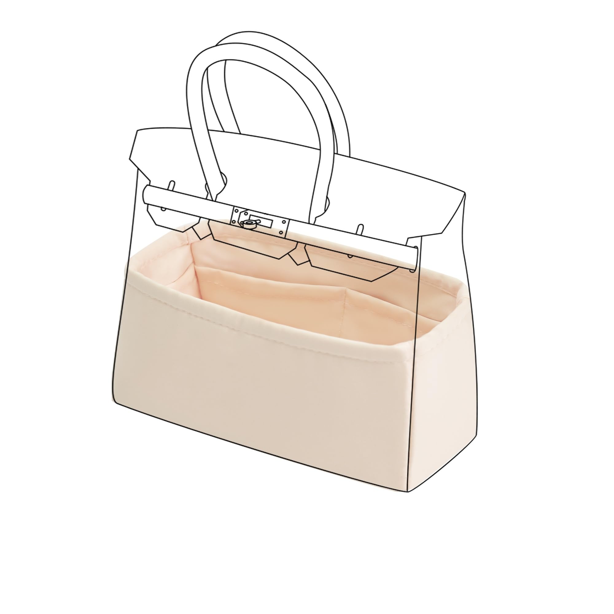 

DGAZ Внутренняя сумка для сумки Birkin Внутренняя сумка Органайзер для сумки Роскошная сумка-вкладыш из шелкового атласа Сумка для хранения Многофункциональный карман для сумок Birkin (Для Кле, Биркин 30)