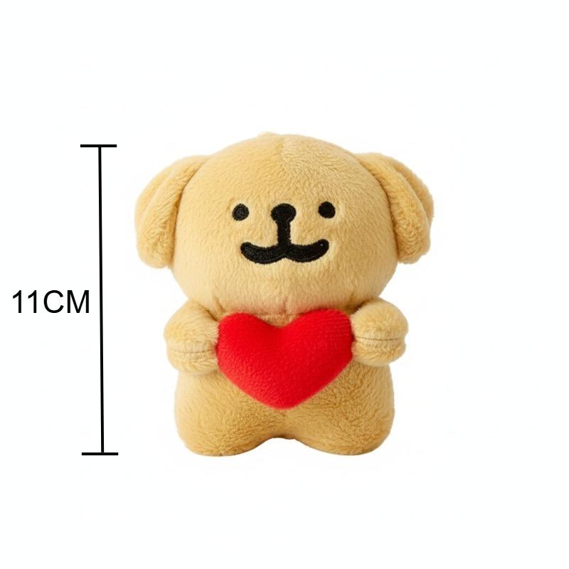 1-20PCS 3D Cute Plush Dog Keychain Soft Fabric Heart Line Design Puppy Toy Bag Pendant Gift Decorative Doll Accessories