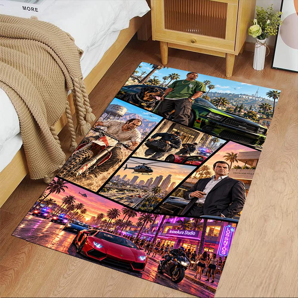 Grand Theft Auto Floor Rug Office Rug Design for Living Rooms Dining Room Bedrooms Playrooms Antislip Carpet Anime Office Decor