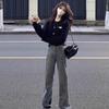 Autumn New Women's Clothing High Sense Cold Department Short Coat Gray Knitted Cardigan Chic Design Sense