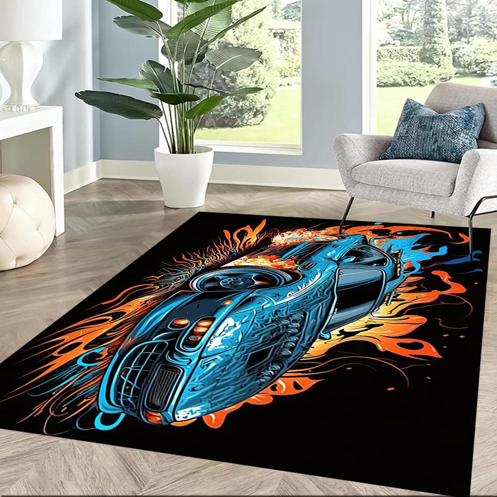 Neon Retro Car Night Drive Floor Mats for Living Room, Bedroom and Room Decoration Are Suitable for Gifts.