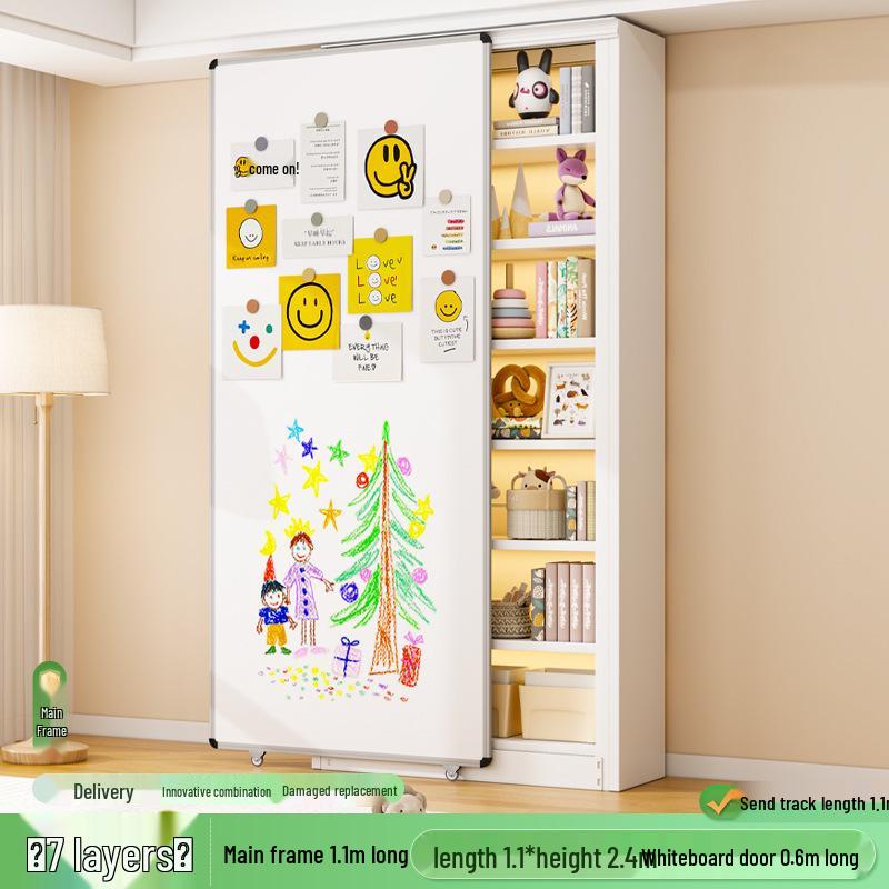 Steel Bookshelf with Whiteboard Doors, Multi-Layer Library Bookcase, Children's Picture Book Rack