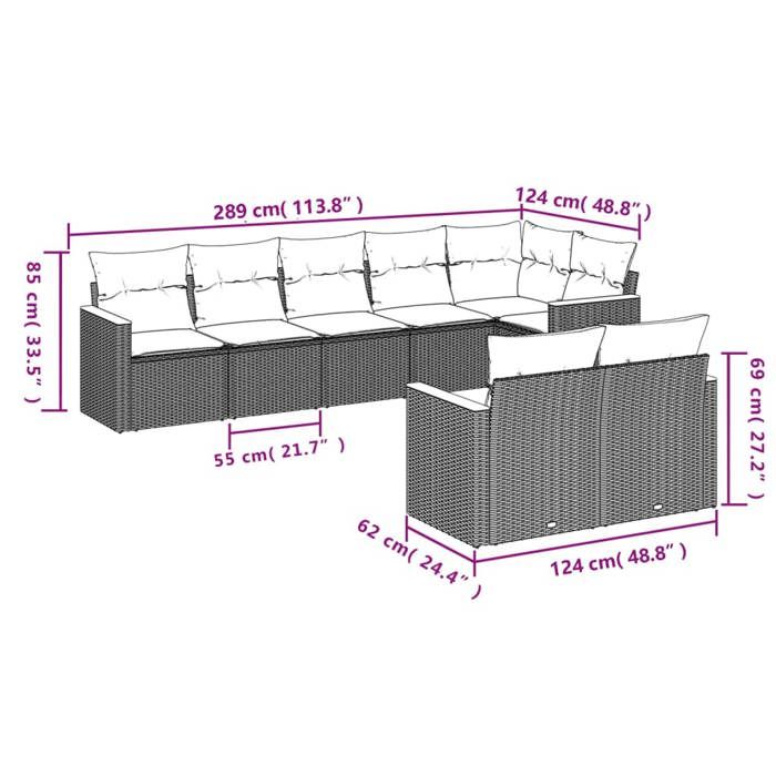 VidaXL Garden Lounge Set with Cushions 8 Pcs, Patio Sofas, Patio Furniture Set, Outdoor Furniture, Black 3258549