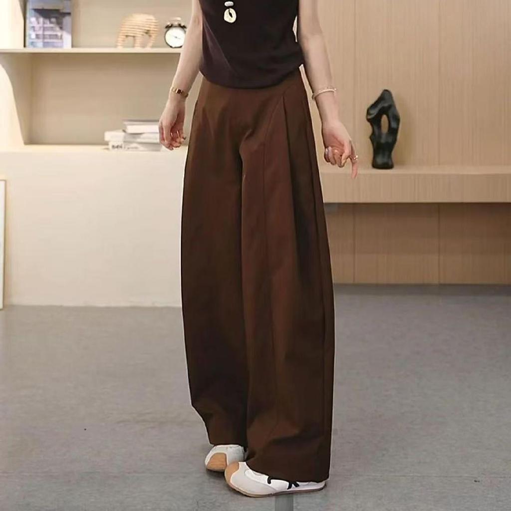 Trendy 2025 Wide-Leg High-Waisted Cargo Pants for Spring & Autumn - Casual, Loose, Slimming, Long Fit